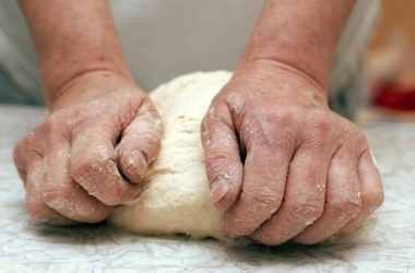 kneading bread